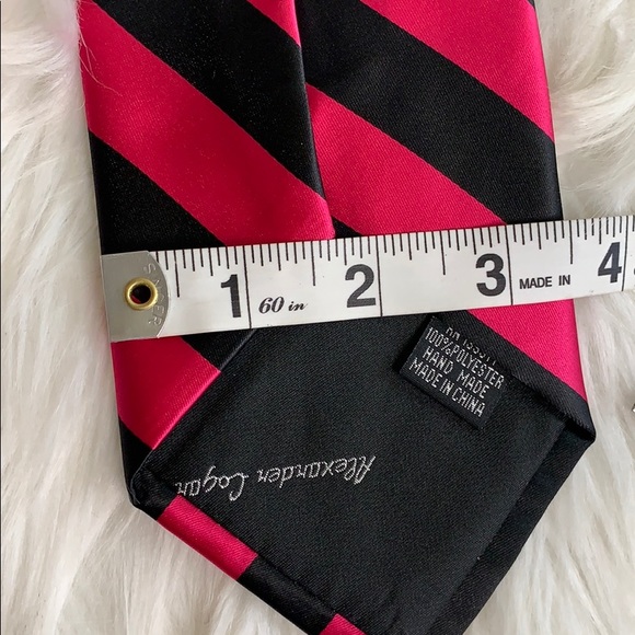 NWOT Alexander Logan men’s striped tie pink  black - Picture 5 of 5
